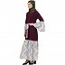 Printed Casual dress abaya- Wine and printed